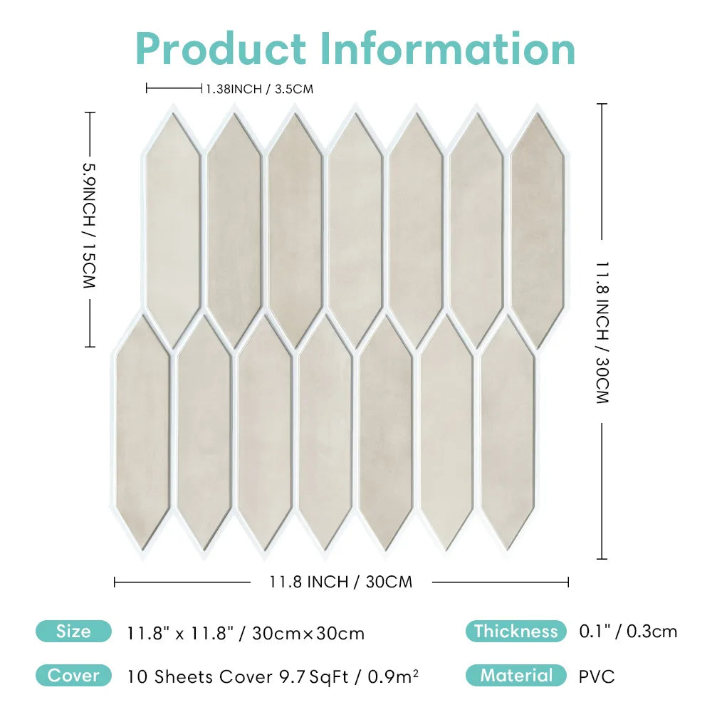 Serenity Lantern Long 3D Tile Decals - Cream