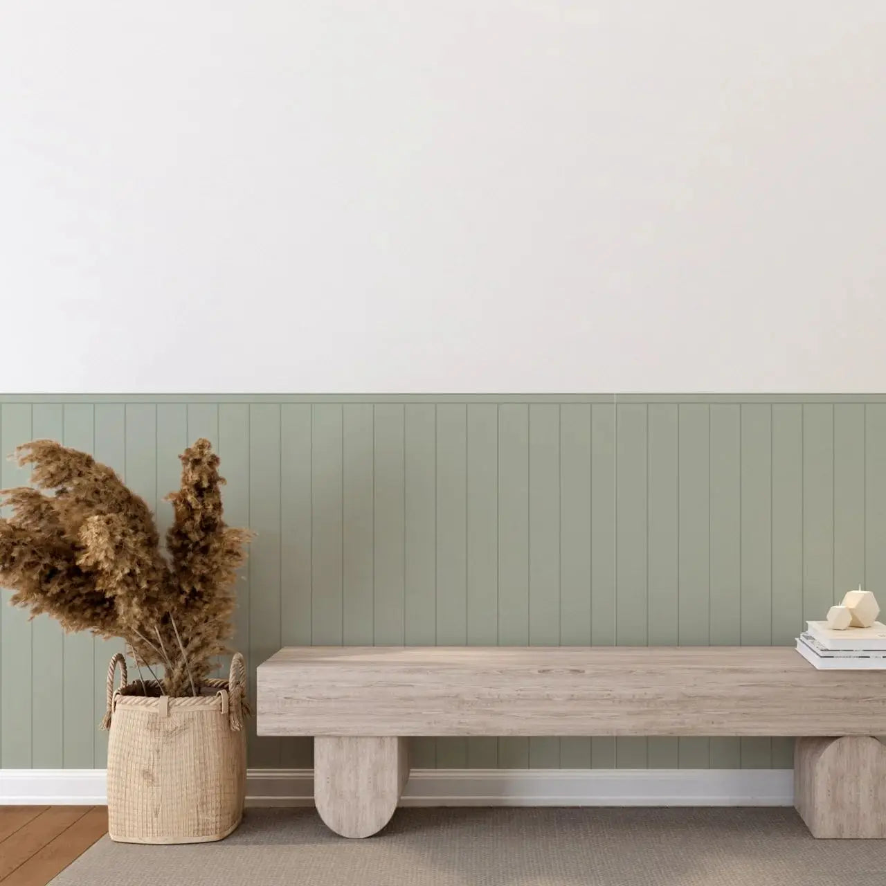 SageWood Shiplap Narrow Panel Wallpaper - Light Green