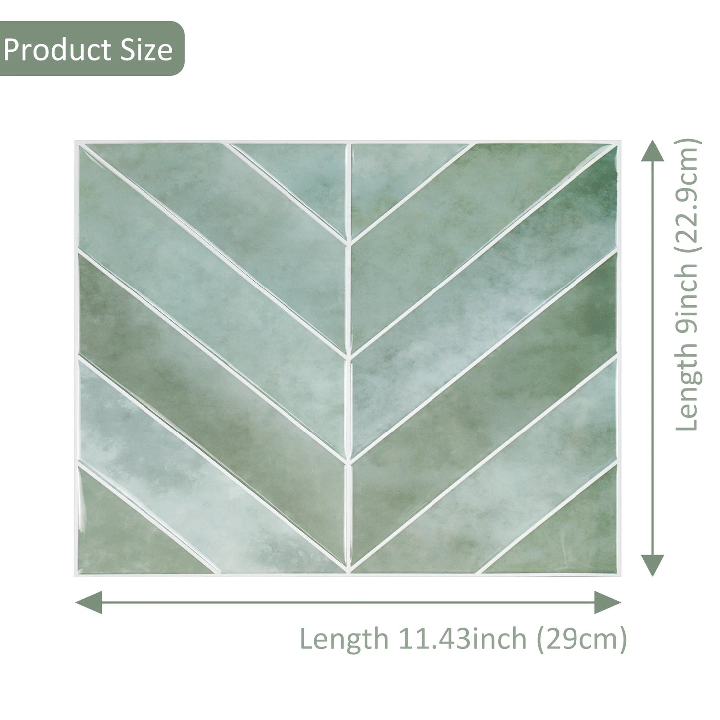 Serenity Chevron Long 3D Tile Decals - Light Green