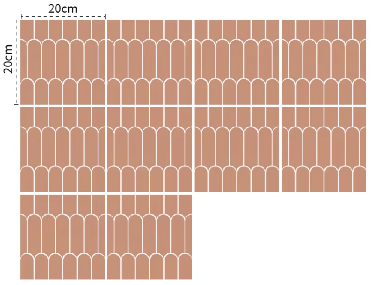 Serenity Scale Long Tile Decals - Terracotta