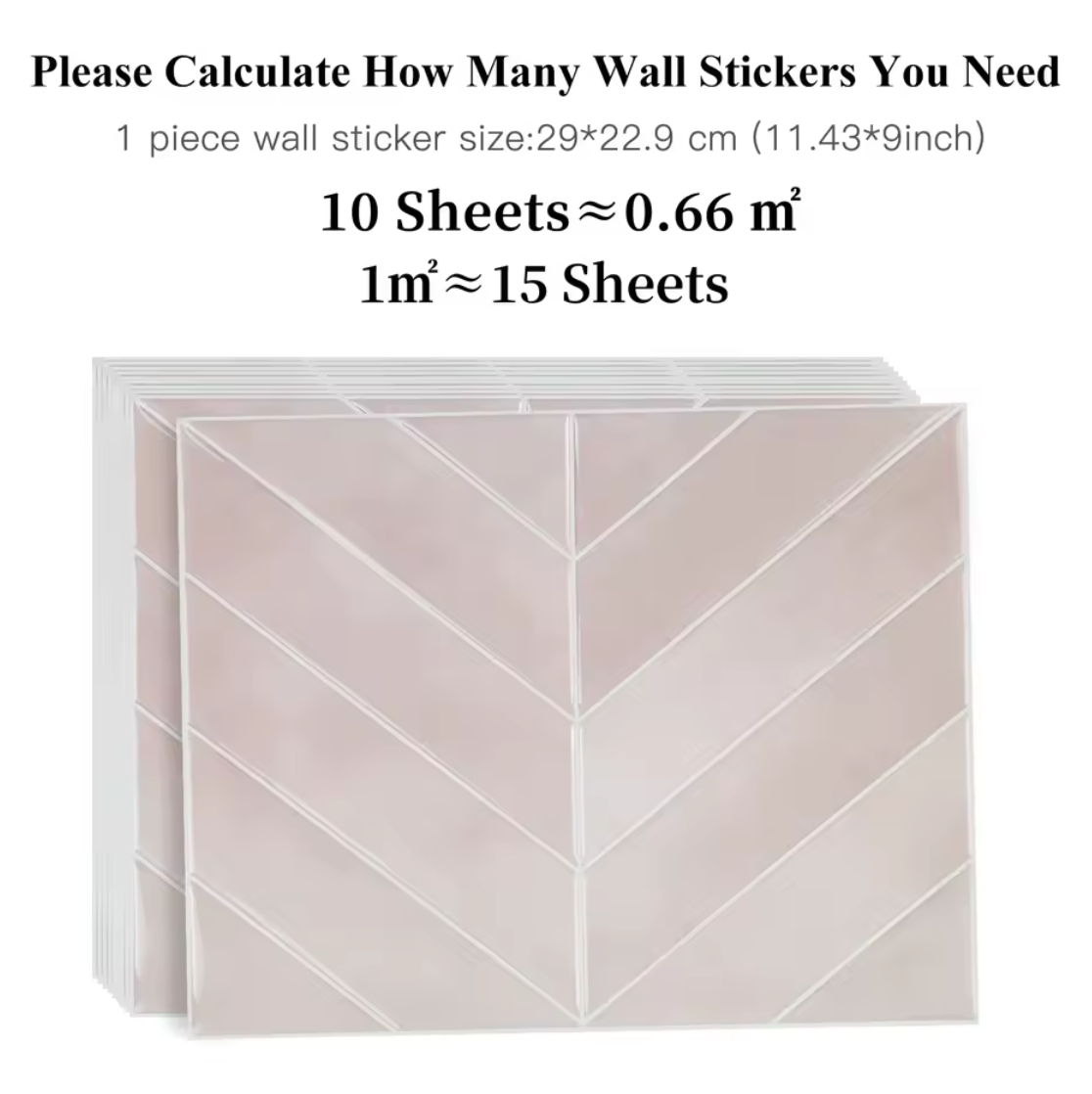 Serenity Chevron Long 3D Tile Decals - Light Pink