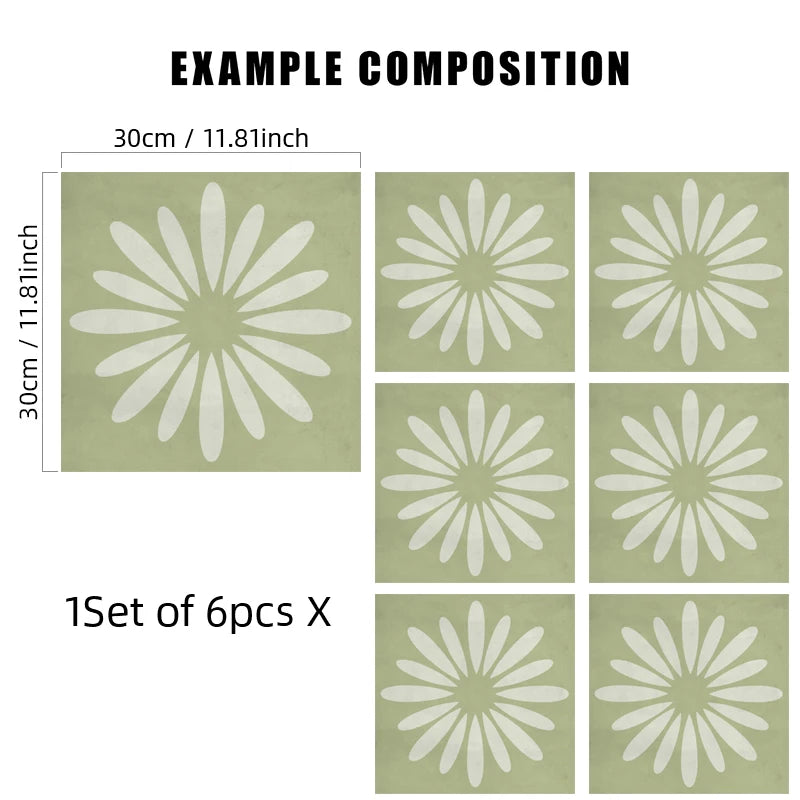 Desert Rose Tile Decals - Light Green