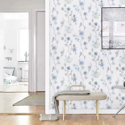 French Country Blossom Wallpaper - Light Blue