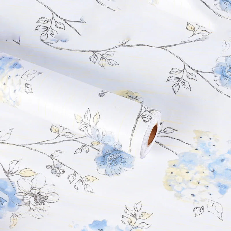 French Country Blossom Wallpaper - Light Blue