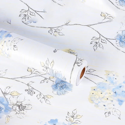 French Country Blossom Wallpaper - Light Blue
