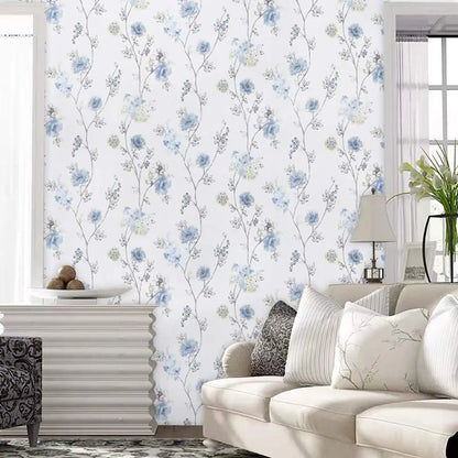 French Country Blossom Wallpaper - Light Blue