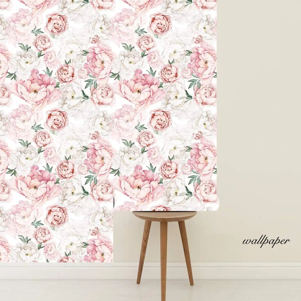 English Country Blossom Wallpaper - Light Pink Peonies