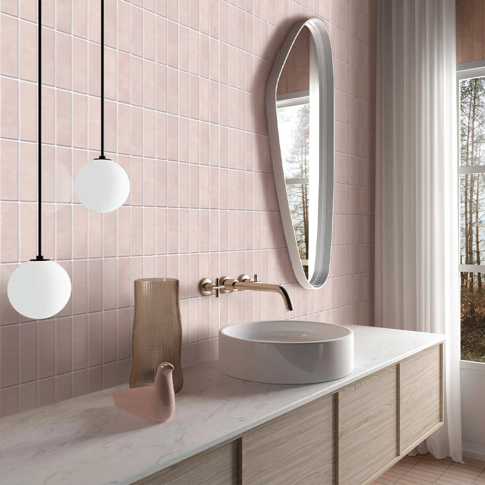 Serenity ModernStack Long 3D Tiles Decals - Light Pink