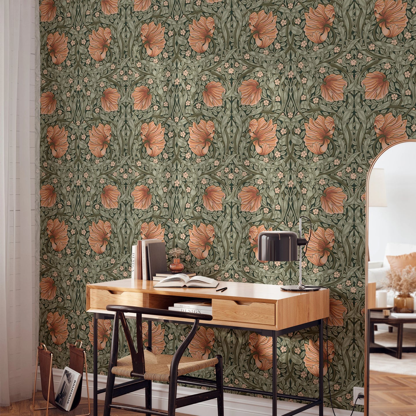 English Country Garden Lilly Wallpaper - Terracotta