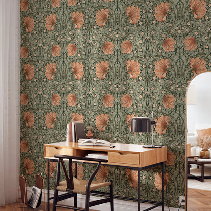 English Country Garden Lilly Wallpaper - Terracotta
