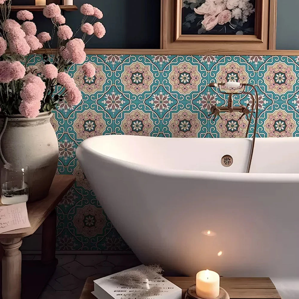 Bohemian Moroccan Tile Decals - Pink & Blue
