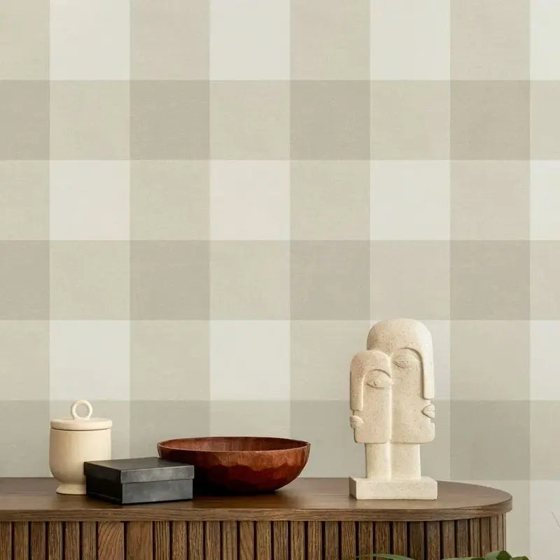 French Country Plaid Wallpaper - Beige