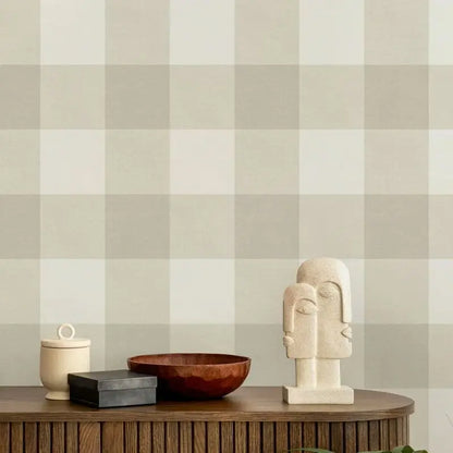 French Country Plaid Wallpaper - Beige