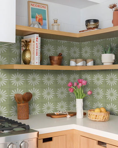 Desert Rose Tile Decals - Light Green