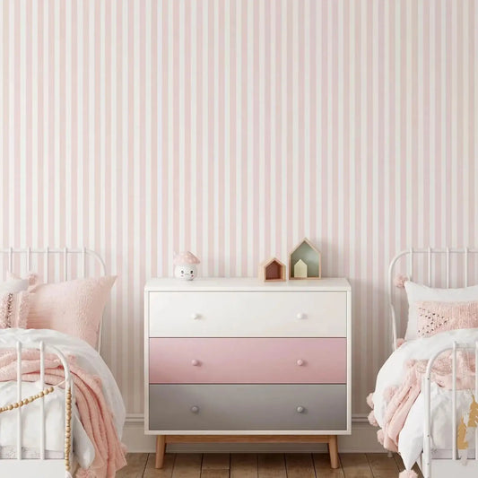 French Country Stripe Wallpaper - Light Pink