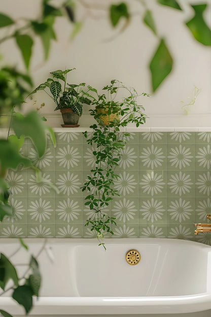 Desert Rose Tile Decals - Light Green