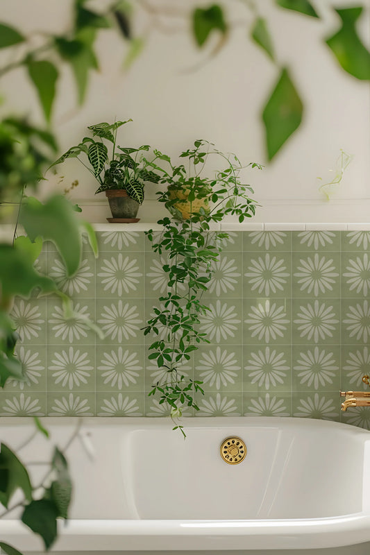 Desert Rose Tile Decals - Light Green