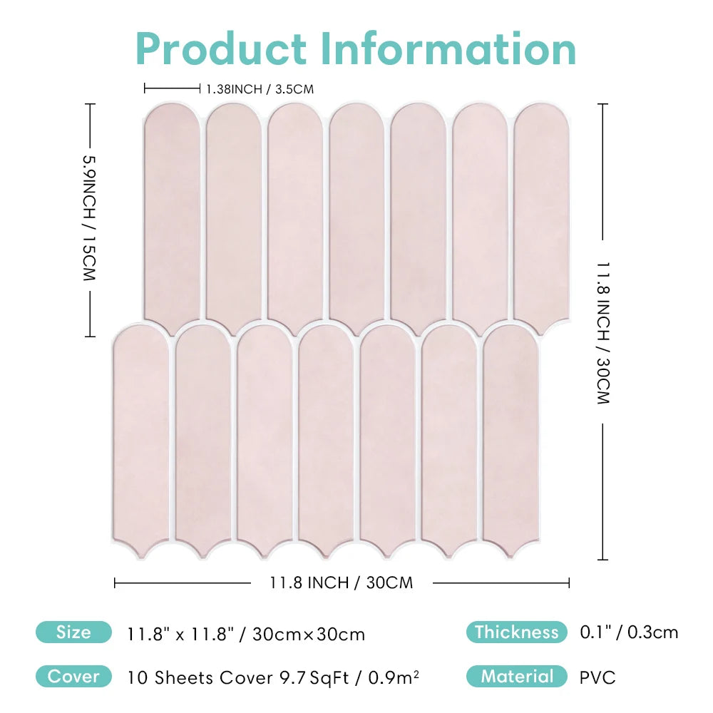 Serenity Fish Scale Long 3D Tiles - Light Pink