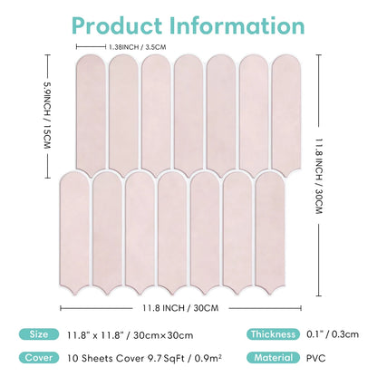 Serenity Fish Scale Long 3D Tiles - Light Pink