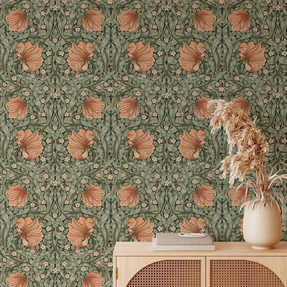 English Country Garden Lilly Wallpaper - Terracotta