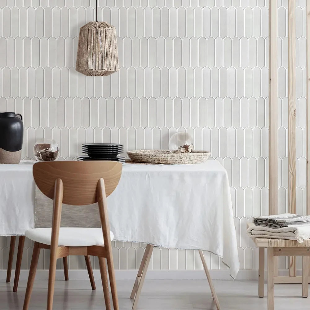 Serenity Fish Scale Long 3D Tiles Decals - Light Grey