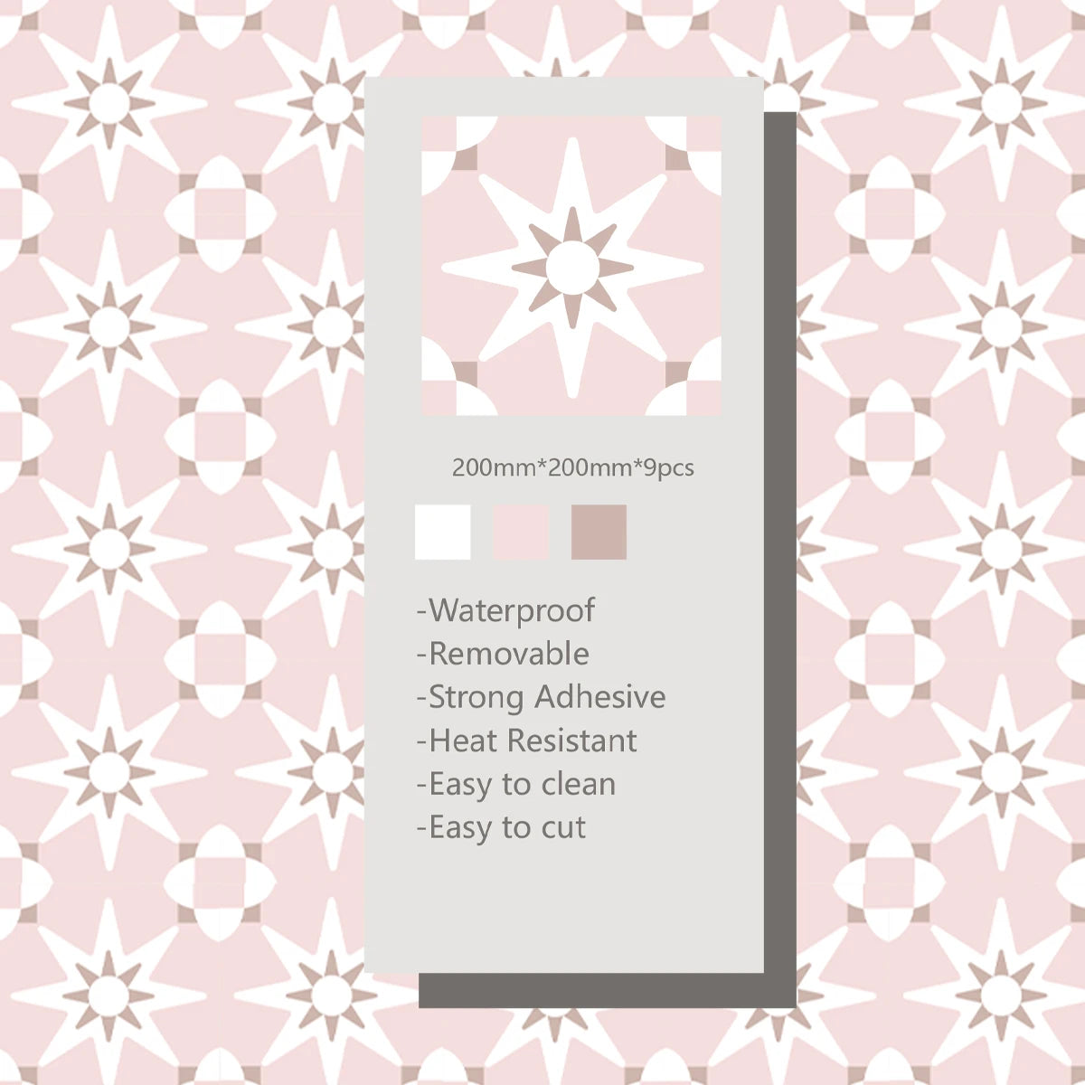 Moorish Star Tile Decals - Light Pink