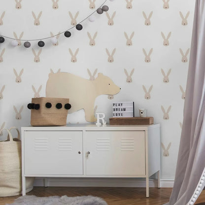 Willow Bunny Wallpaper - Beige