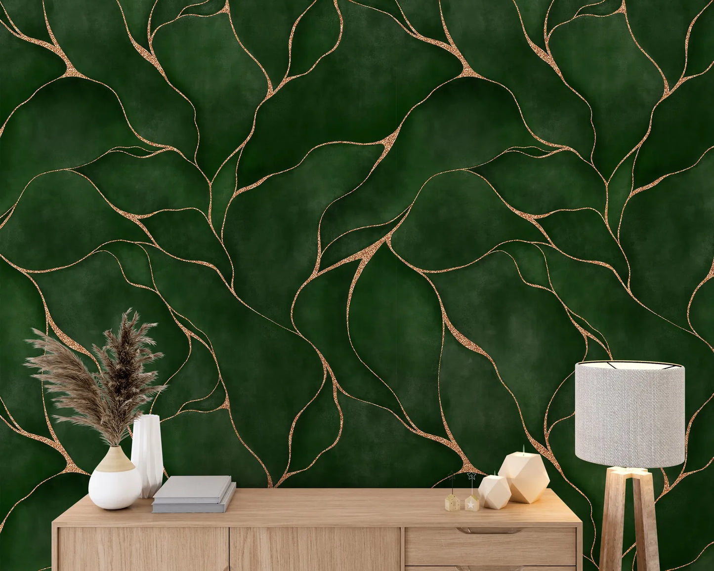 Lustrous Ramage Wallpaper - Dark Green