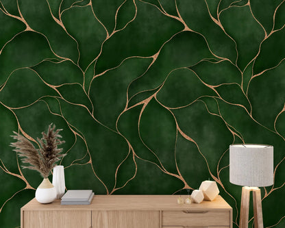 Lustrous Ramage Wallpaper - Dark Green