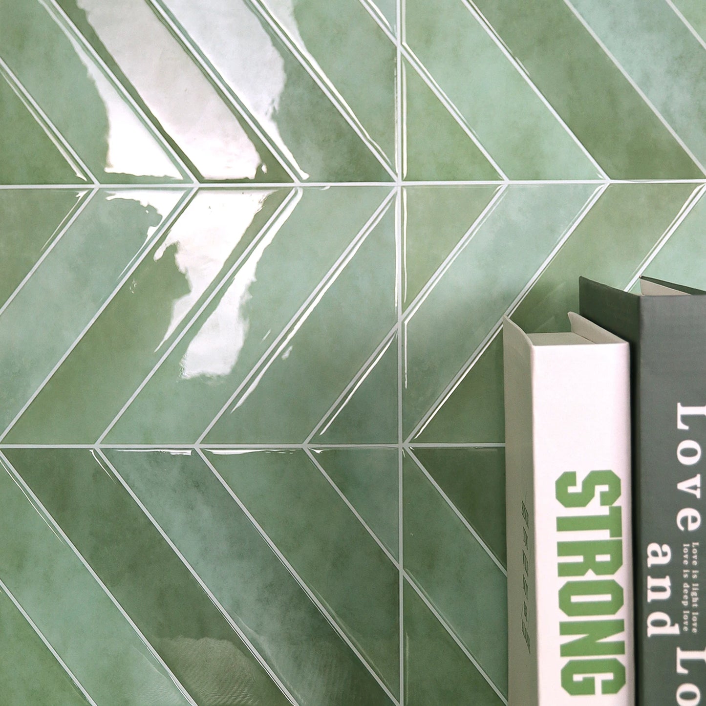 Serenity Chevron Long 3D Tile Decals - Light Green