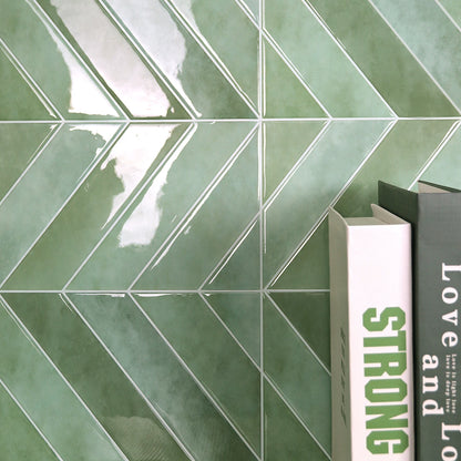 Serenity Chevron Long 3D Tile Decals - Light Green