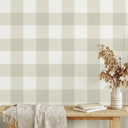 French Country Plaid Wallpaper - Beige