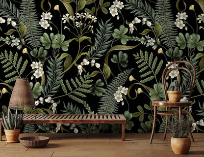 English Country Fern Wallpaper - Dark Green