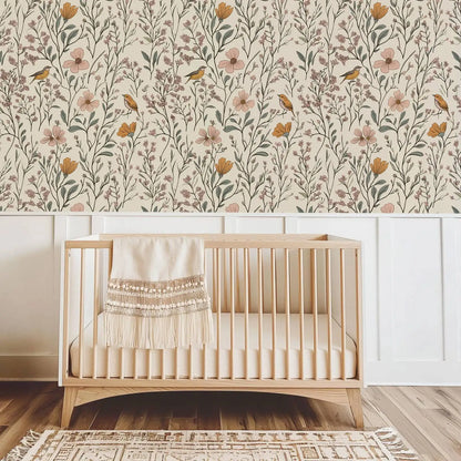 English Country Garden Poppy Wallpaper - Terracotta