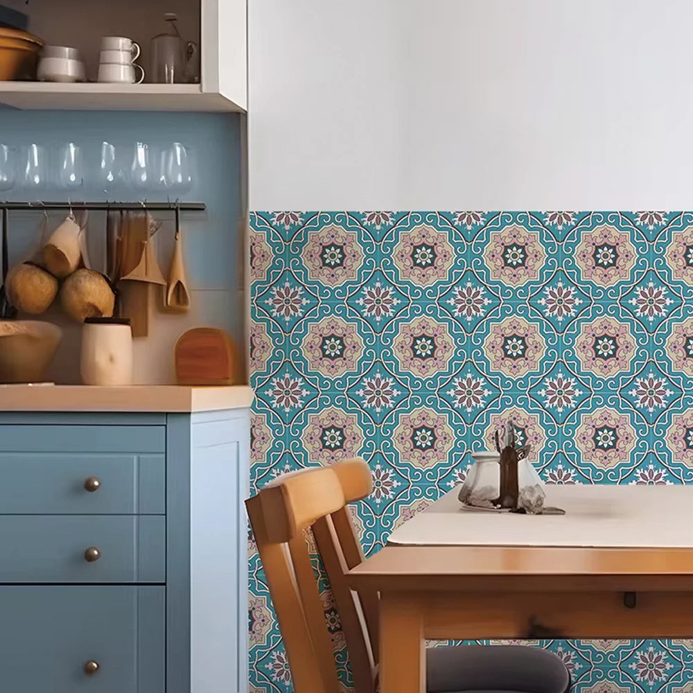 Bohemian Moroccan Tile Decals - Pink & Blue
