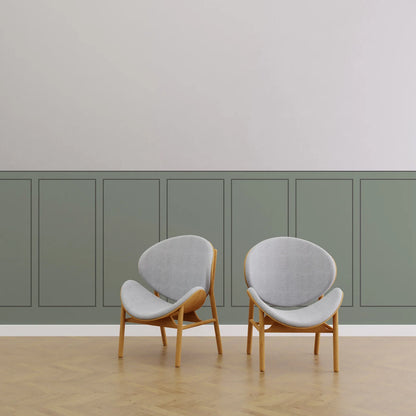 SageWood Wainscoting Large Panel Wallpaper - Green