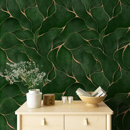 Lustrous Ramage Wallpaper - Dark Green