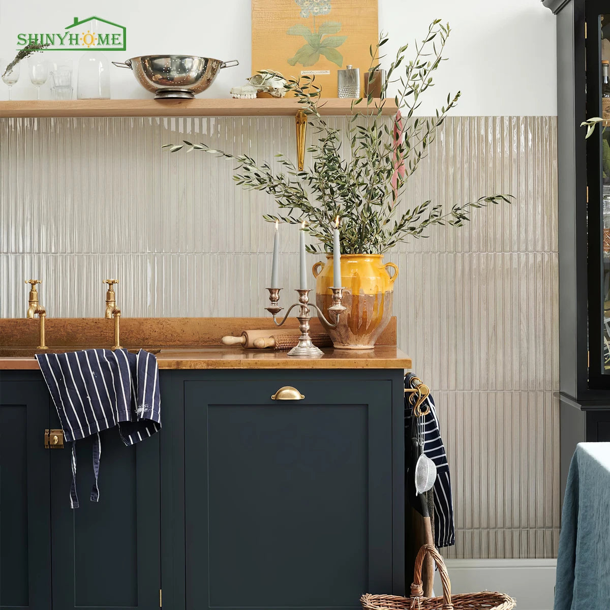 Lustrous ModernStack Thin 3D Tile Decals - Cream