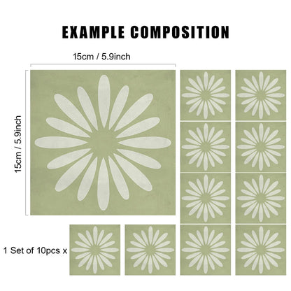 Desert Rose Tile Decals - Light Green