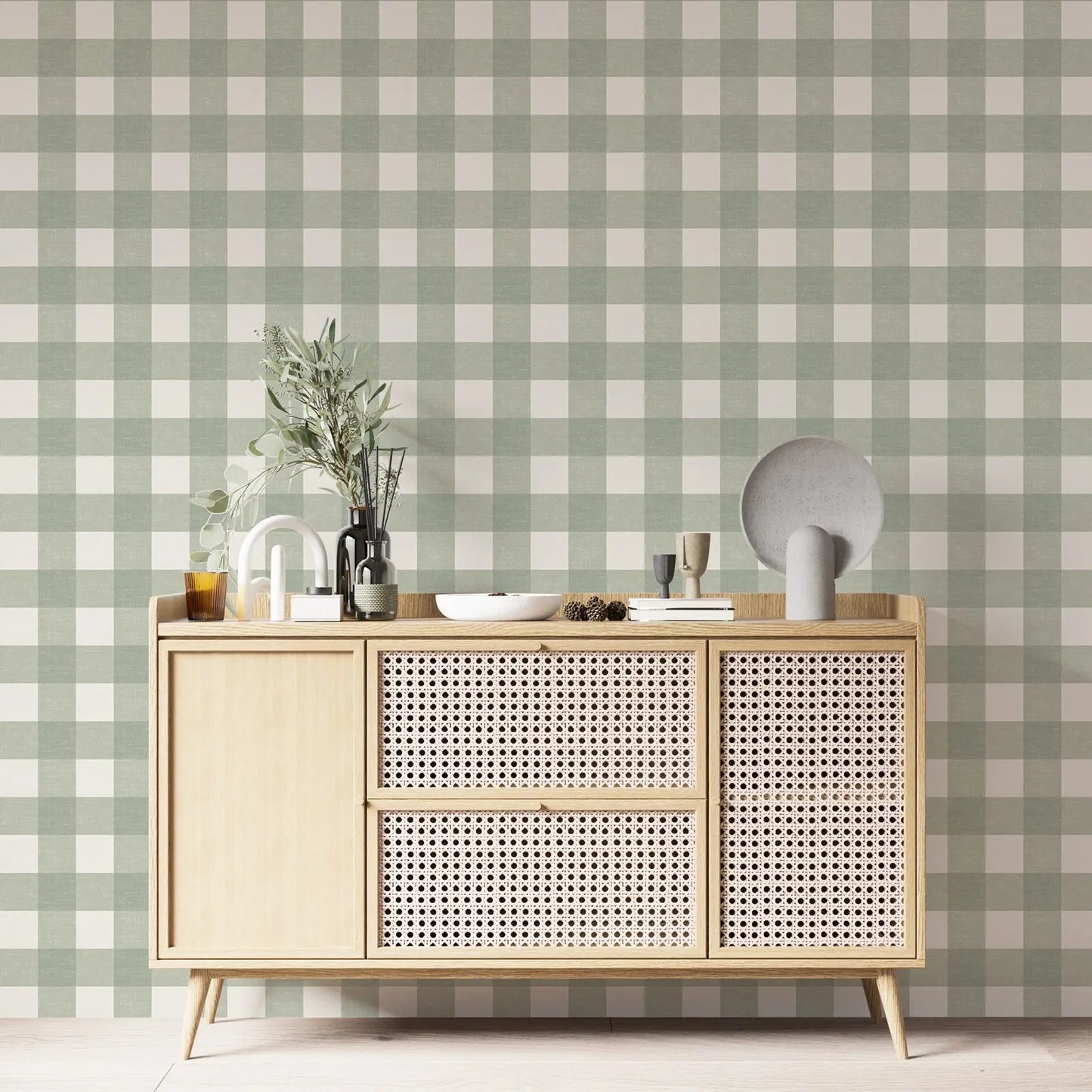 French Country Plaid Wallpaper - Green