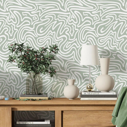 Boheme Abstract Wallpaper - Light Green