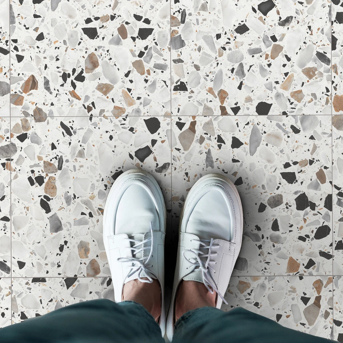 Terrazzo Luxe Tile Decals - Light Terracotta