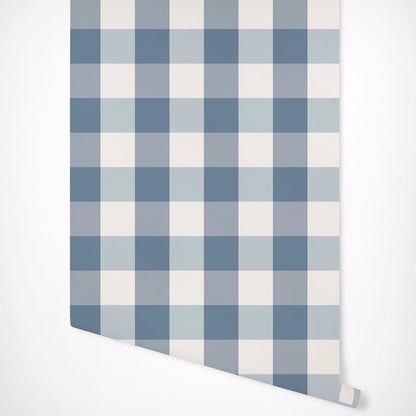 French Country Plaid Wallpaper - Blue