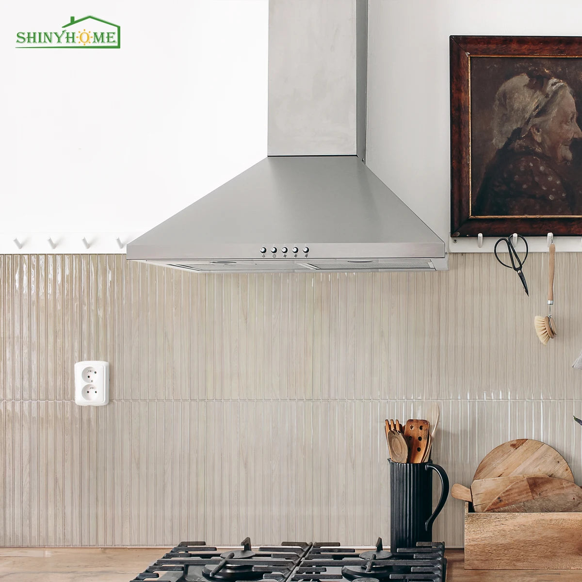 Lustrous ModernStack Thin 3D Tile Decals - Cream