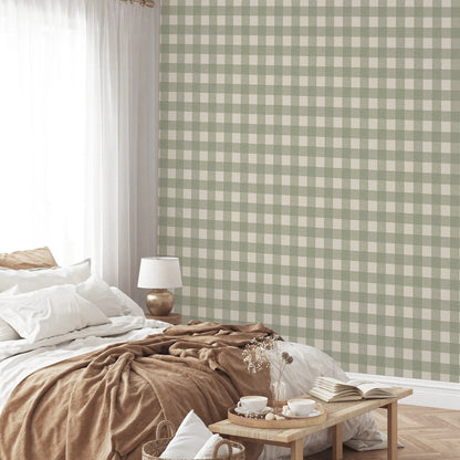 French Country Plaid Wallpaper - Green