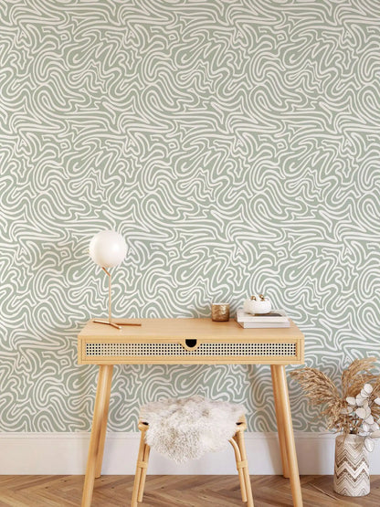 Boheme Abstract Wallpaper - Light Green