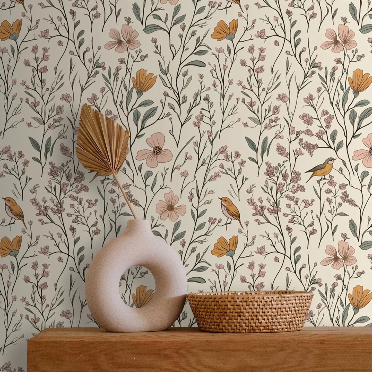 English Country Garden Poppy Wallpaper - Terracotta