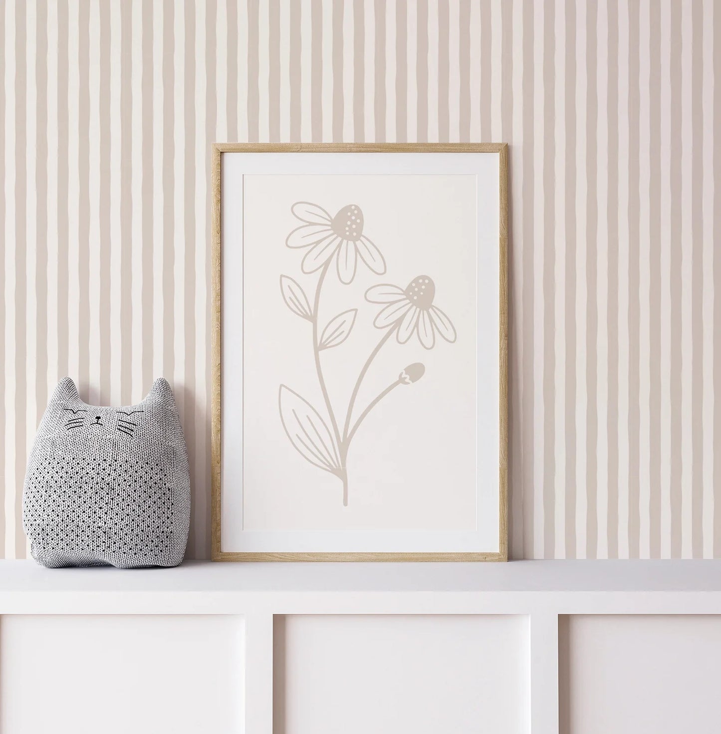 French Country Stripe Wallpaper - Beige