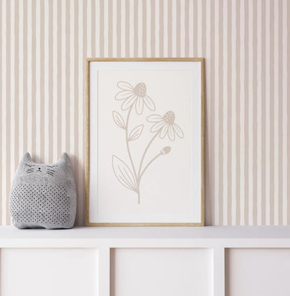 French Country Stripe Wallpaper - Beige