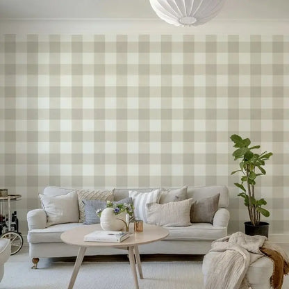 French Country Plaid Wallpaper - Beige
